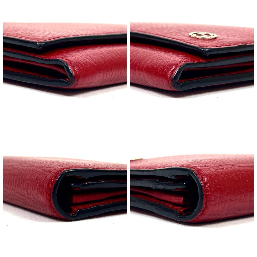 グッチ　長財布　インターロッキング　GGロゴ　フラップ　シボ革　レッド　未使用級