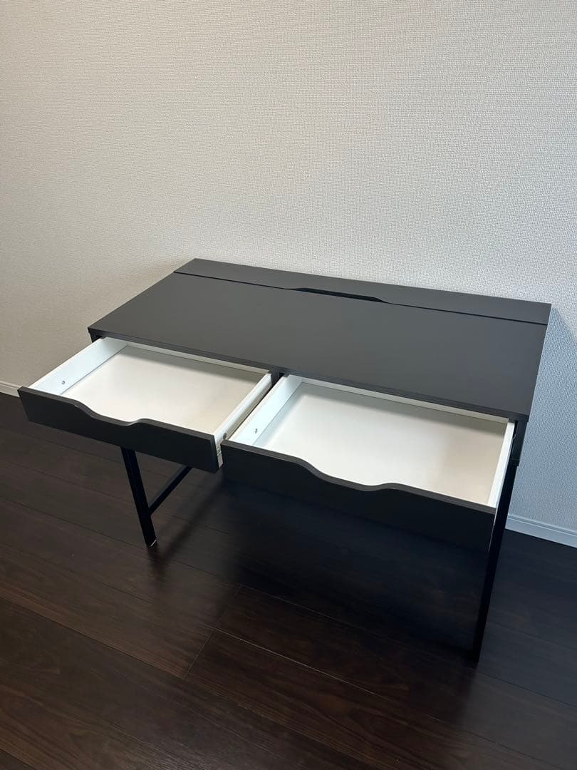 IKEA ALEX デスク 100×48cm ブラックブラウン 配線収納付き