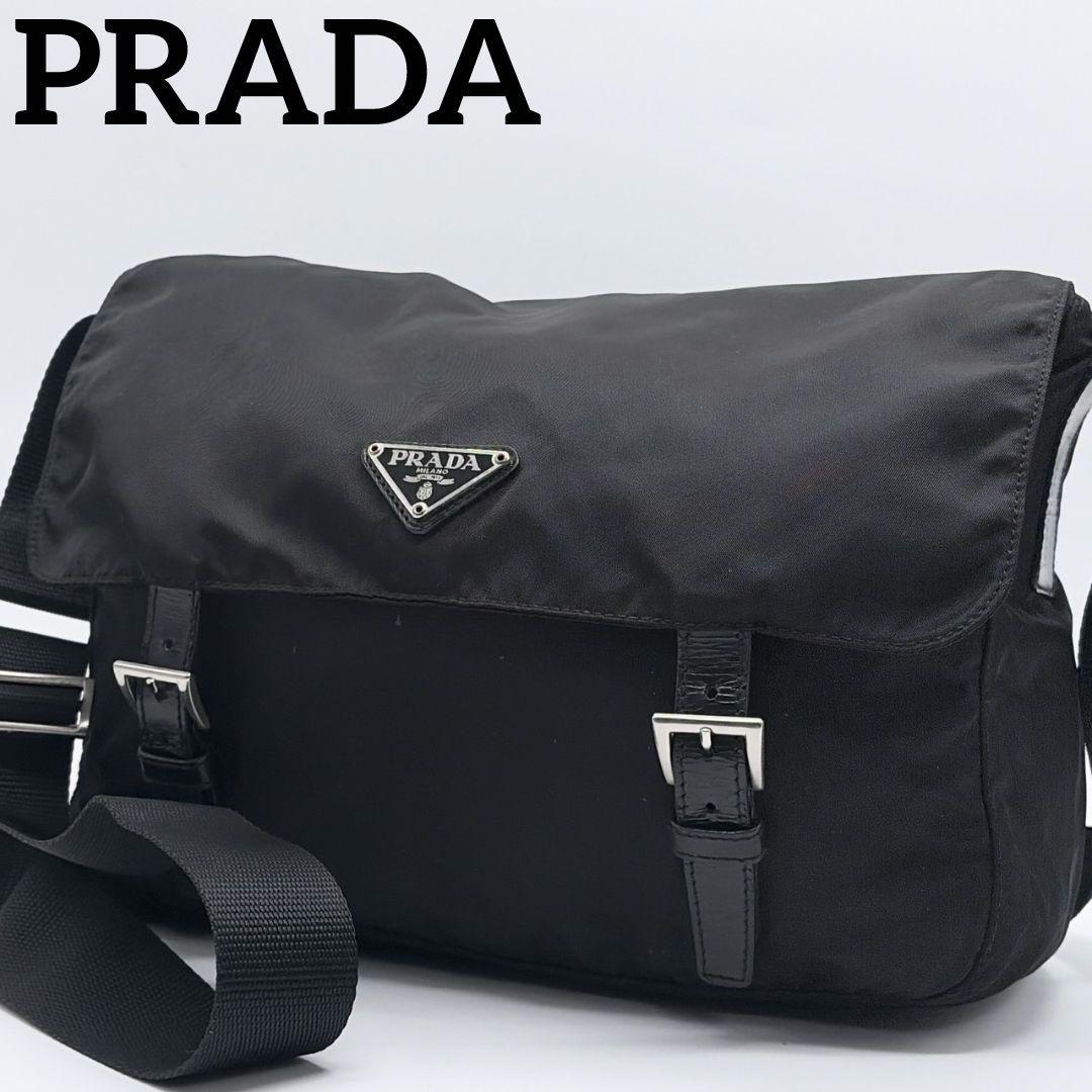【極美品】プラダ ナイロン メッセンジャー ショルダーバッグ ブラック 三角ロゴ