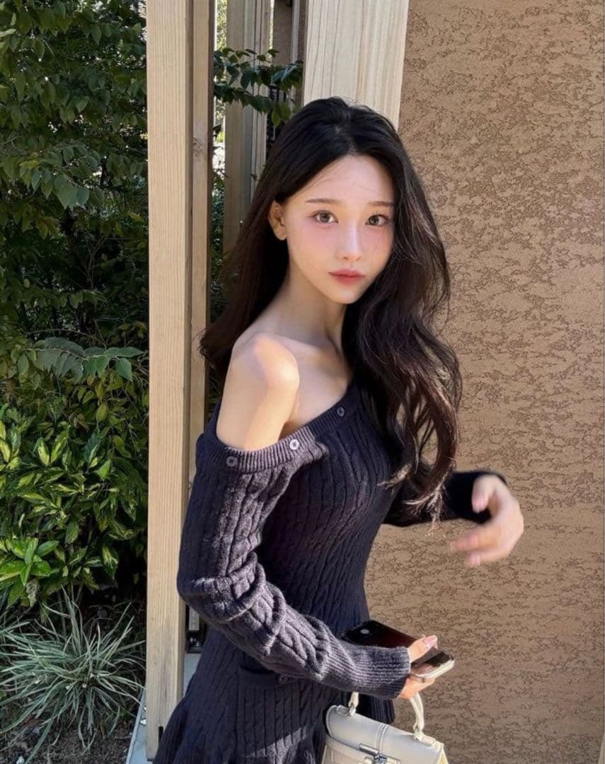 ワンピース YILON ONE SHOULDER CABLE KNIT OP