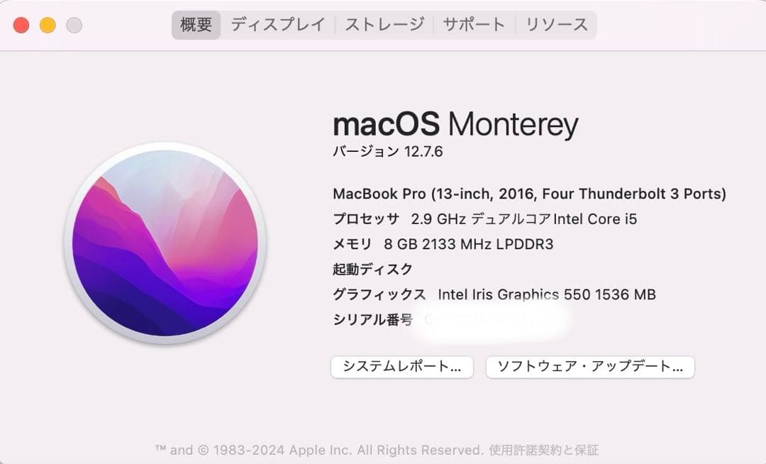 【激安・美品】MacBookPro 13インチ Appleシルバー 本体