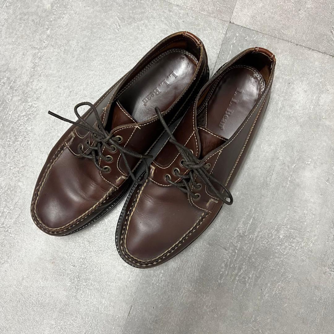 90sエルエルビーンLLBEANブラウンレザーモカシンデッキシューズ茶色革靴古着