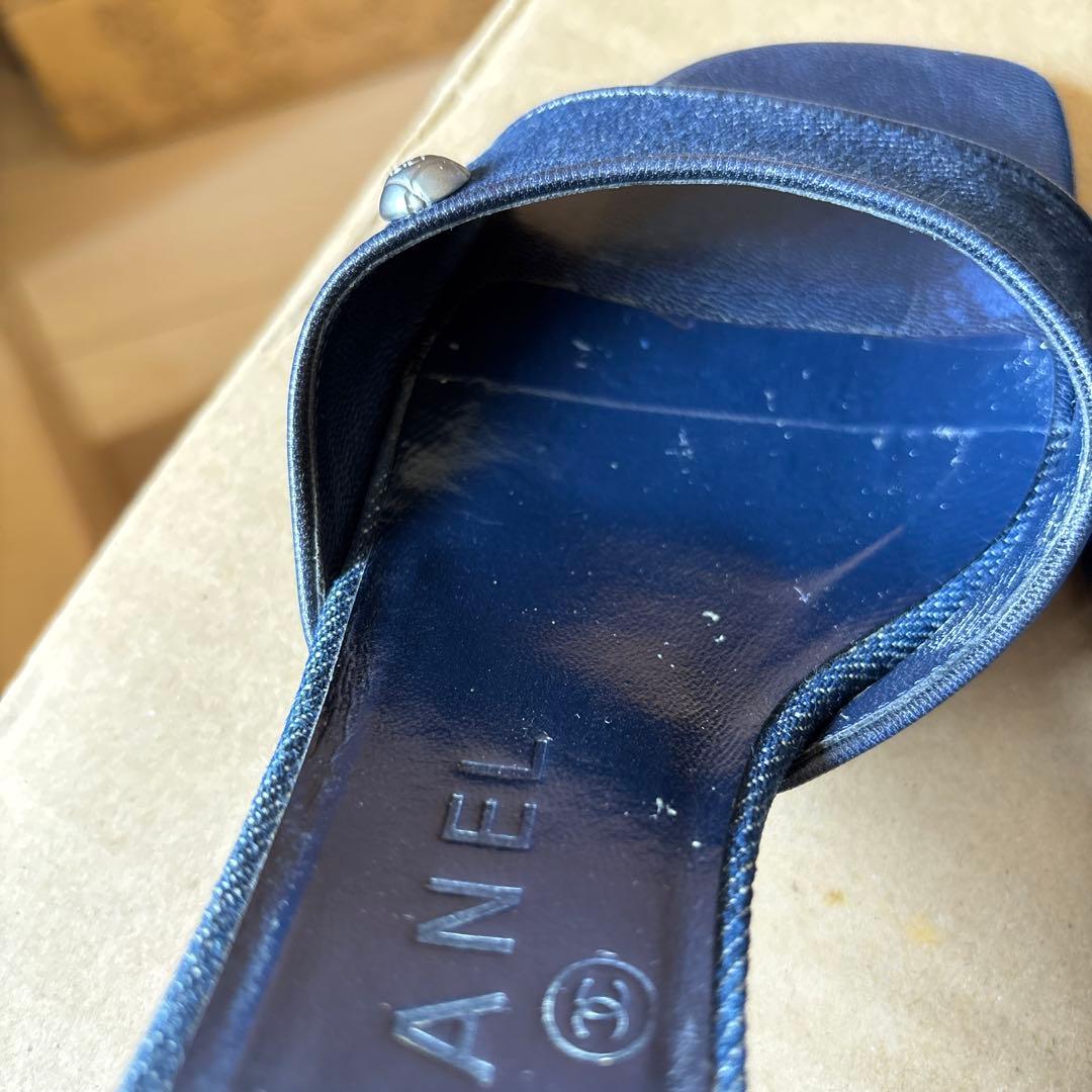 CHANEL ネイビー デニム ミュール