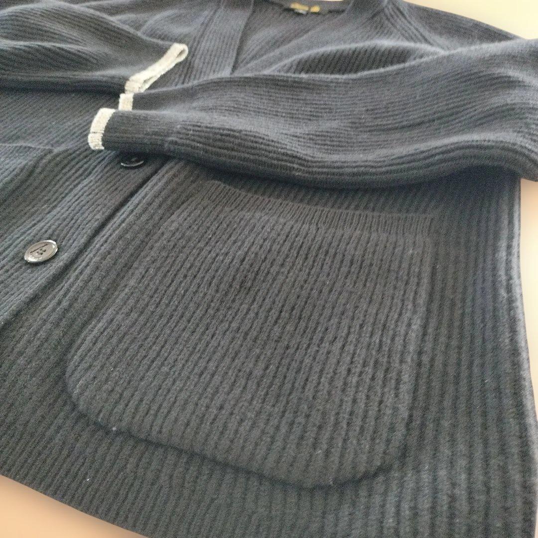 ドゥロワー　drawer ウールカシミヤ　リブニット　カーディガン