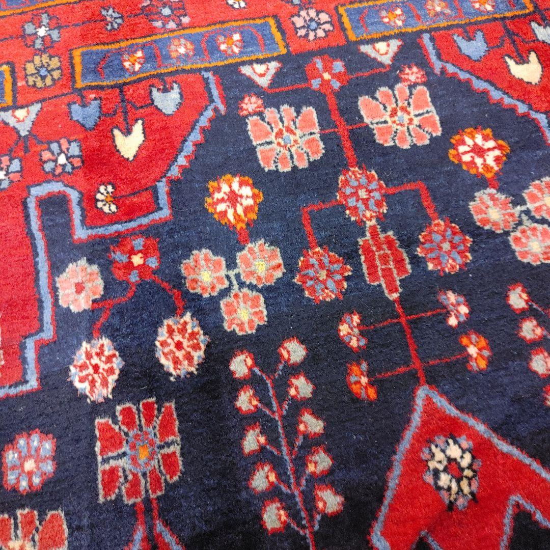 ペルシャ絨毯 205x135 手織り 美術品 草木染 ハマダン産クリーニング済み