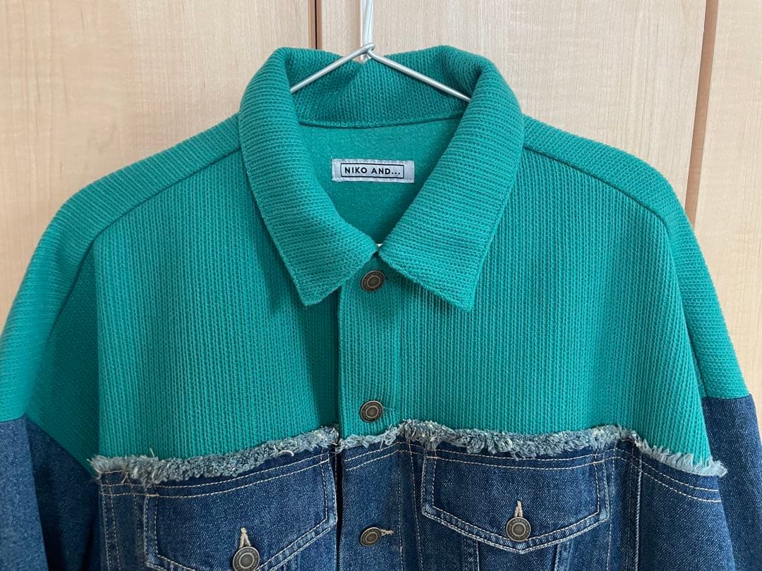 ニコアンド リメイク風モンスターGジャン グリーン インディゴ