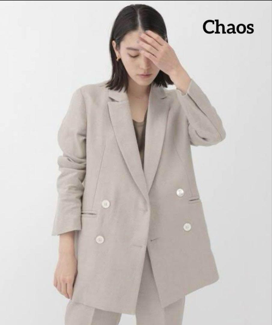 【美品】カオス　リネンヘリンボンジャケット＆パンツ　セットアップ