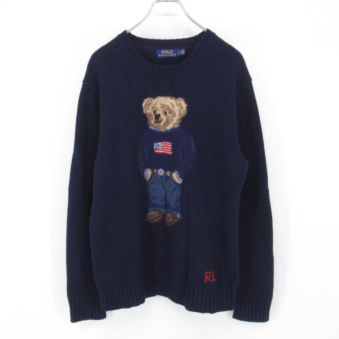 POLO RALPH LAUREN ポロベア ウールニットセーター S ネイビー
