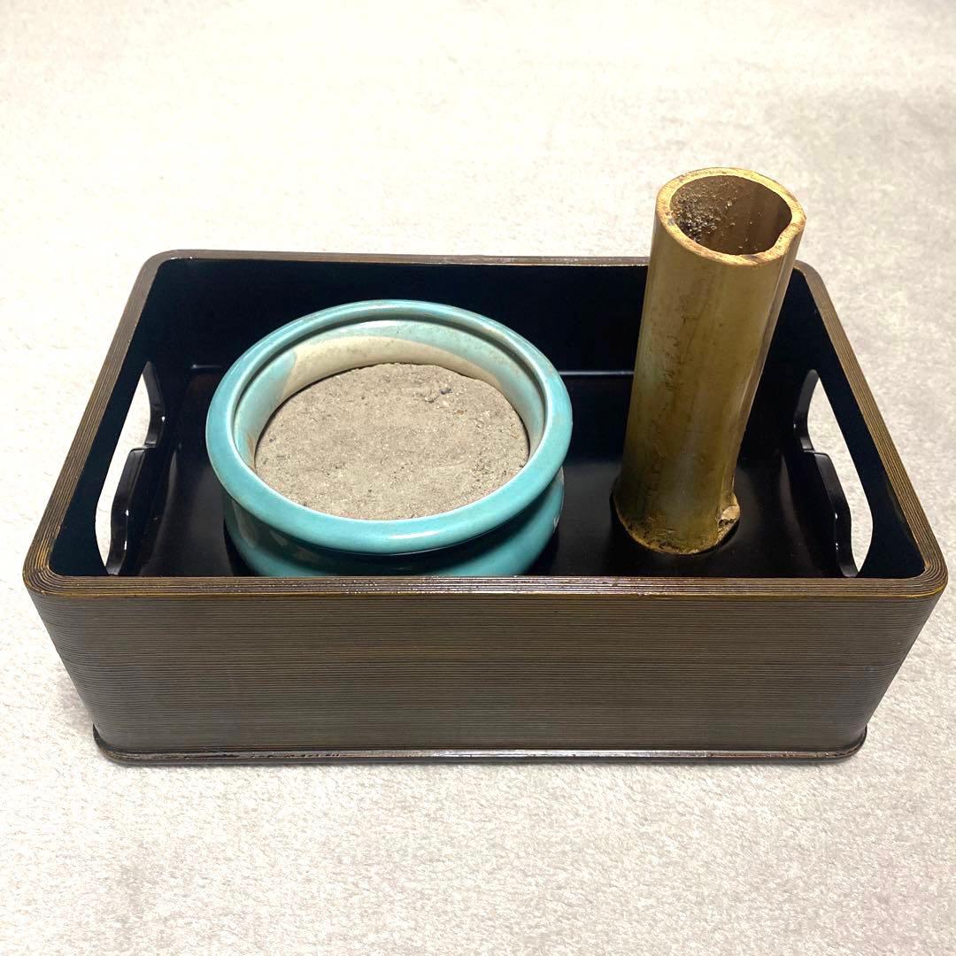 能登輪島塗　煙草盆　タバコ盆　喫煙具　莨盆　灰吹　茶道具　昭和アンティーク　お盆