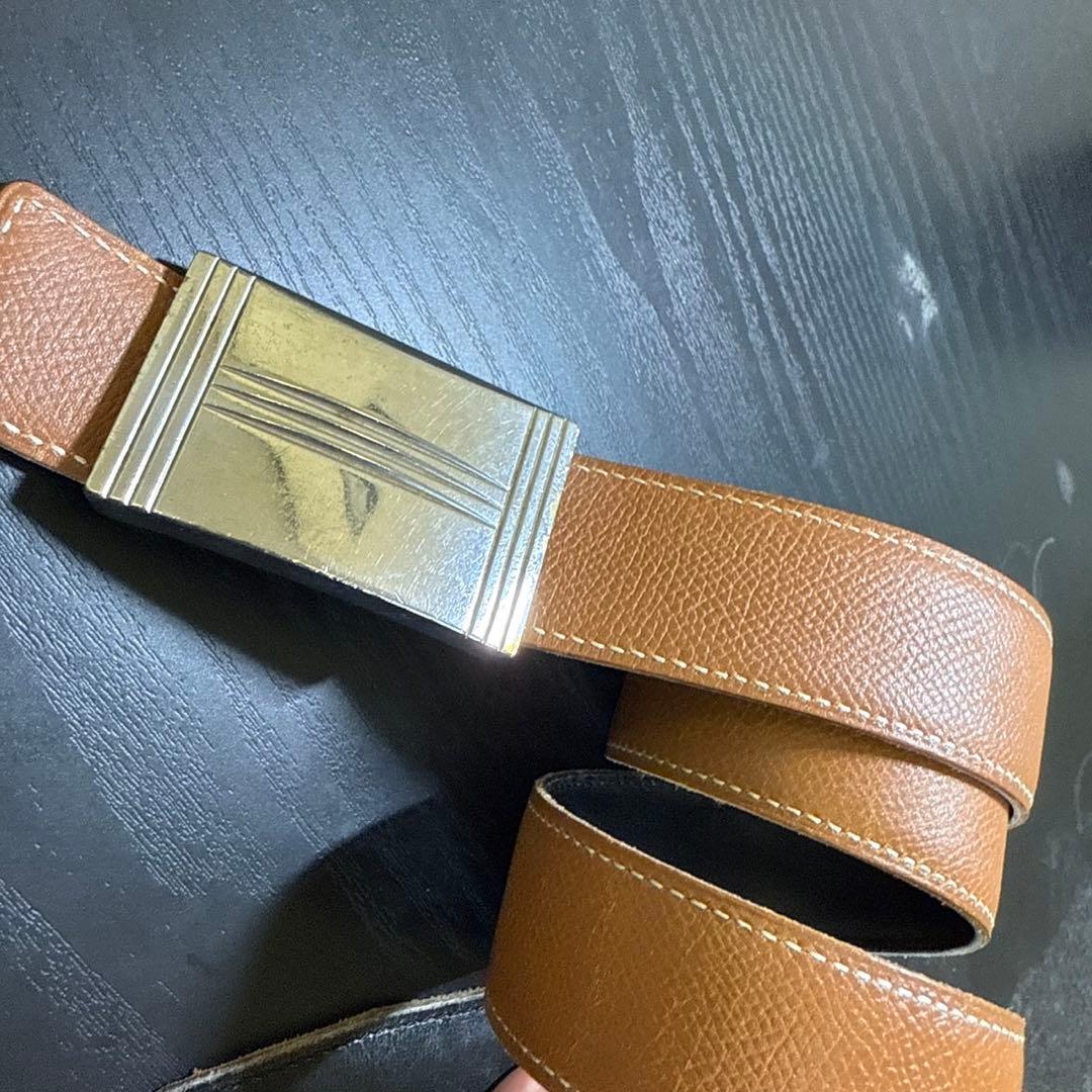 HERMES エルメスリバーシブルベルト65 プレートHバックル　シルバー