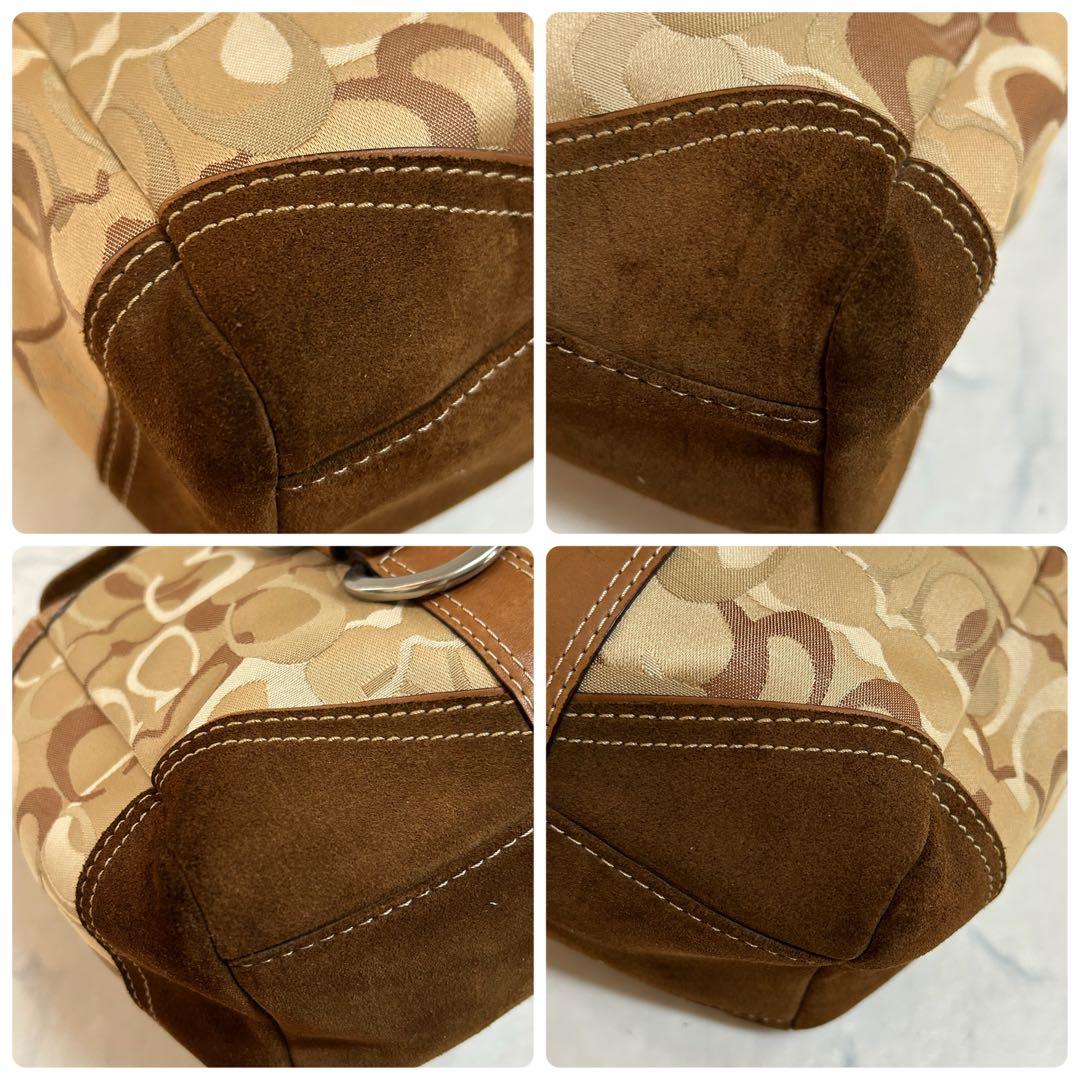 美品 コーチ ハンドバッグ シグネチャー チャーム付 レザー本革 ターンロック