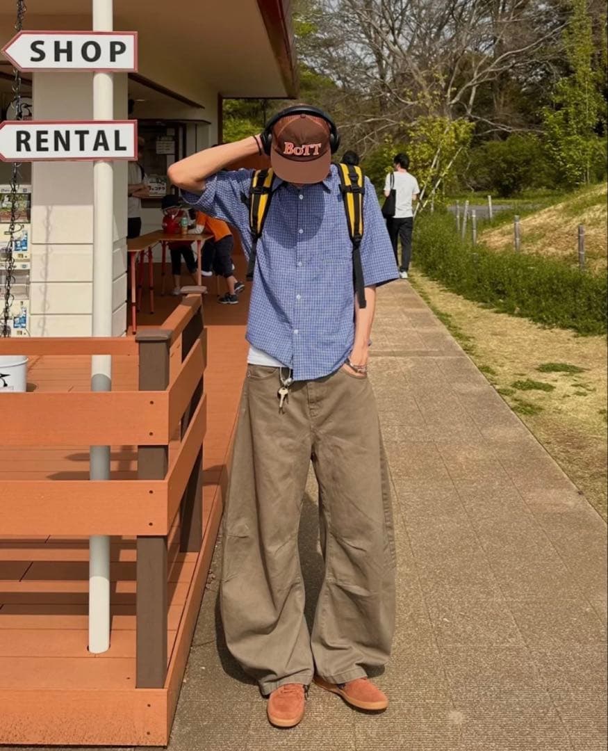 YOLO バルーンワークパンツ＆ショートギンガムチェックシャツ セット