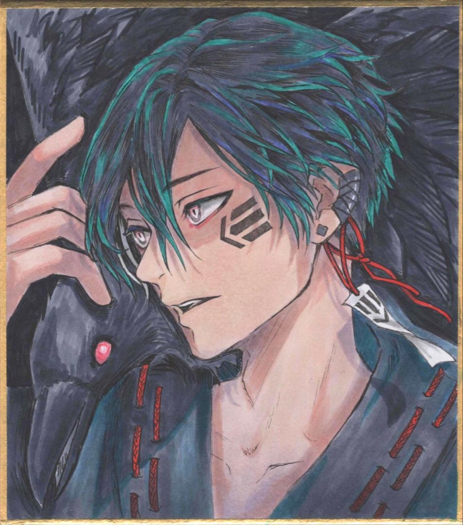 h*☆様 手描き イラスト オリジナル アナログ 色紙 男の子