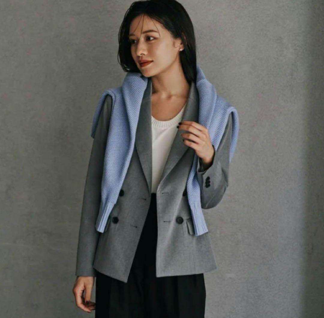 新品✨laubeblanc　テーラードジャケット　ダブルブレスト　ダブル　グレー