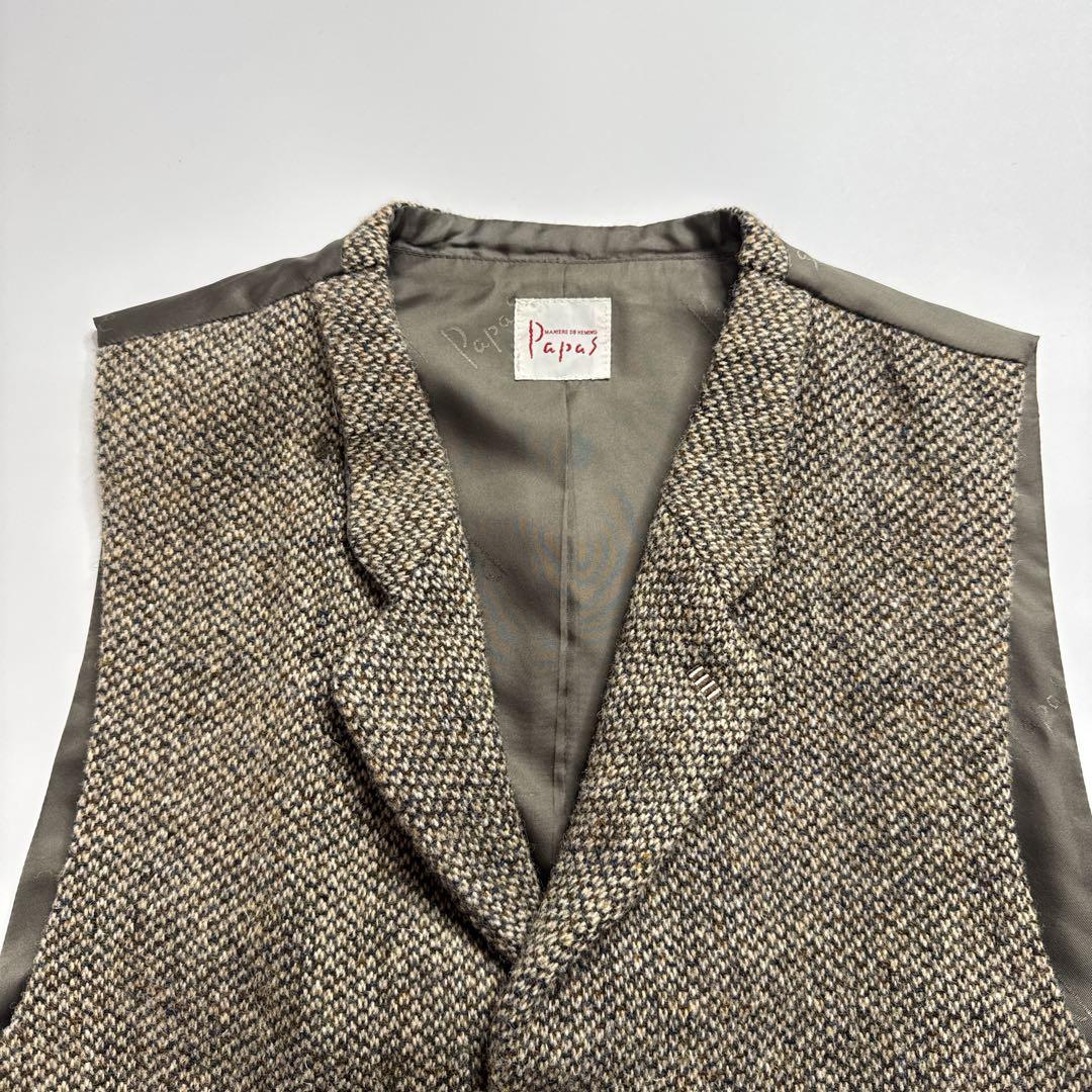 【美品】Papas パパス　ハリスツイード　ベスト　M