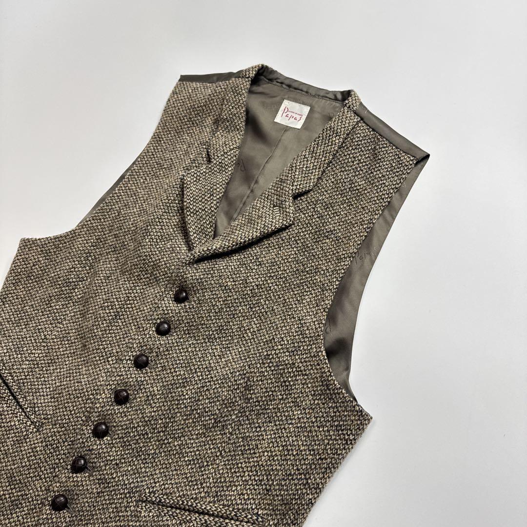 【美品】Papas パパス　ハリスツイード　ベスト　M