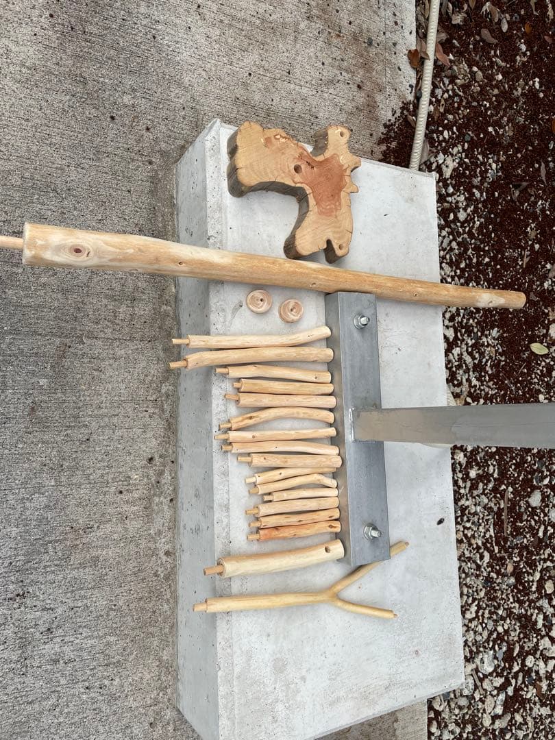 国産ヒノキ　鳥用止まり木　スタンド　アスレチック階段　約100センチ