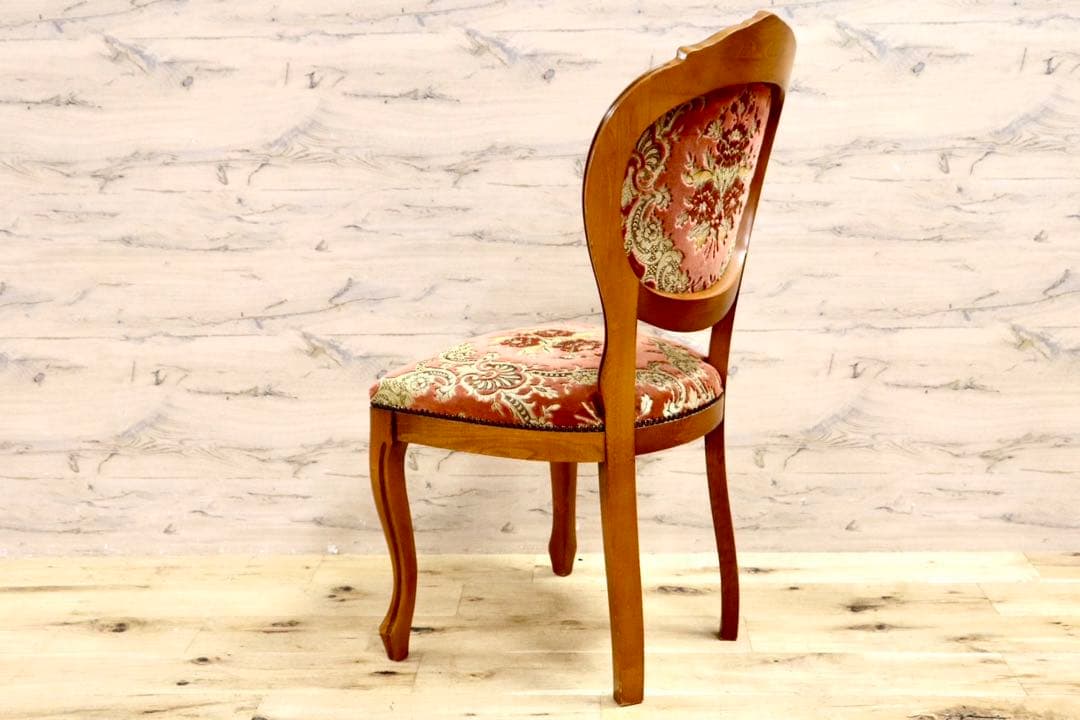 GMIH74A○イタリア製 金華山織 ダイニングチェア 椅子 鋲打ち 彫刻