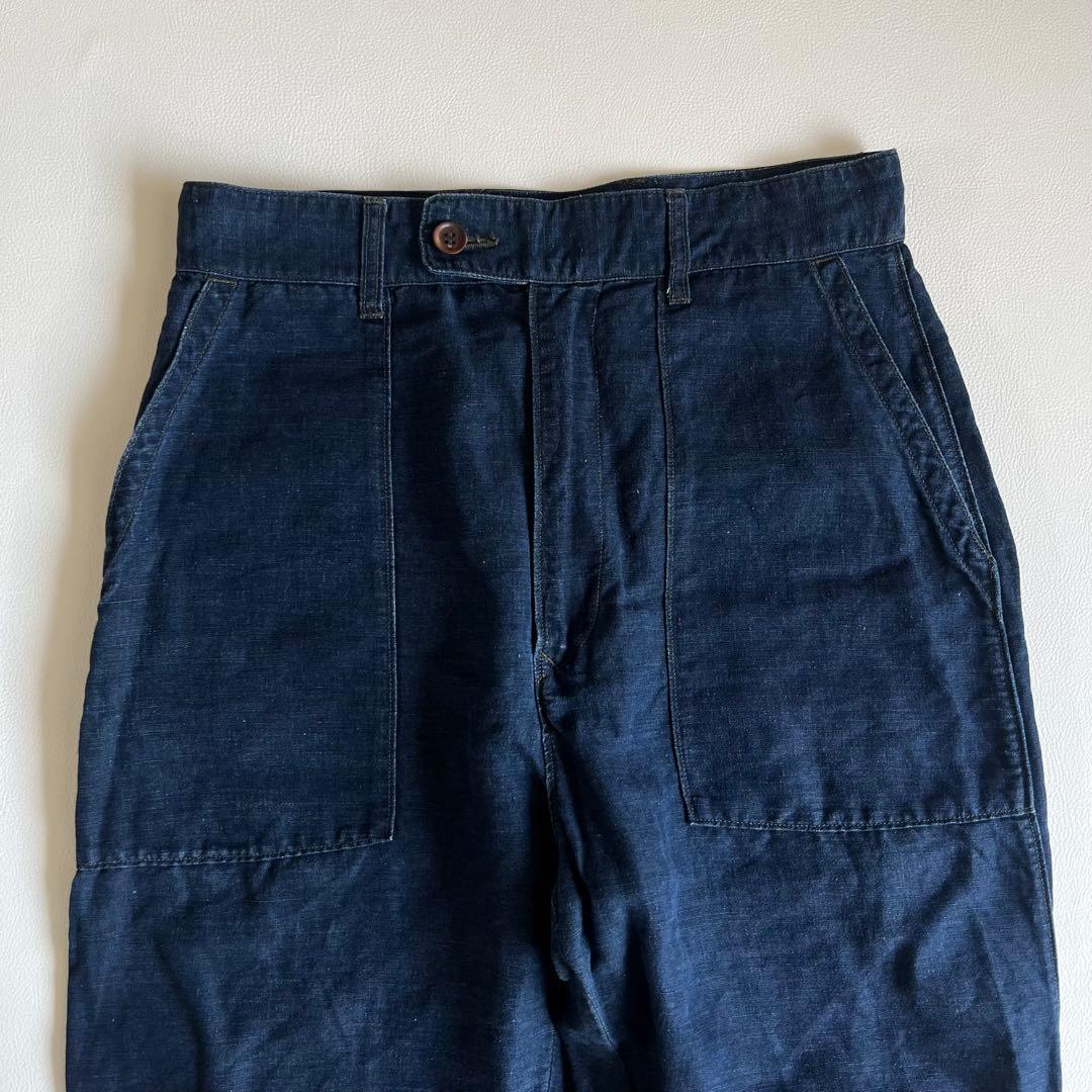 45R　リネンの908ベイカーパンツ　ロゴ刺繍　ワークパンツ　45rpm