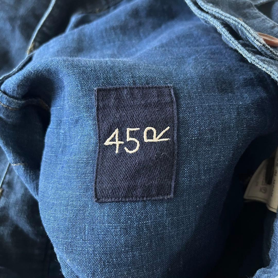 45R　リネンの908ベイカーパンツ　ロゴ刺繍　ワークパンツ　45rpm