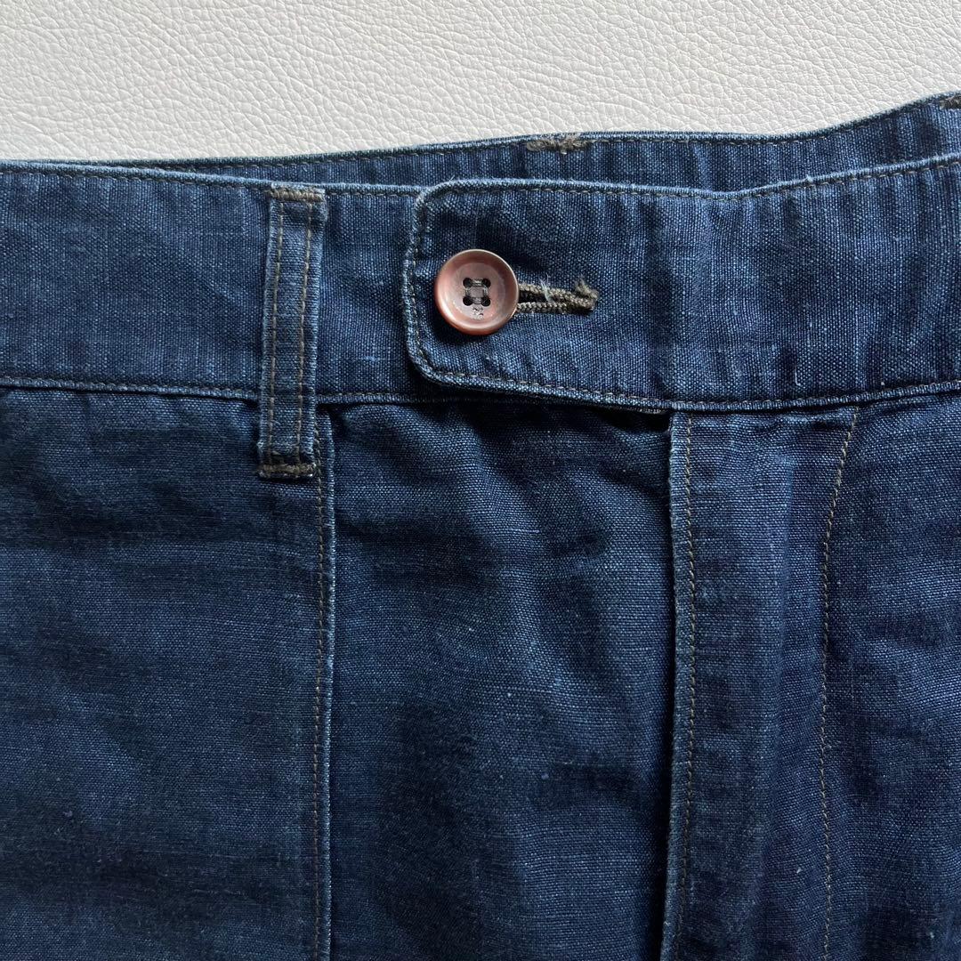 45R　リネンの908ベイカーパンツ　ロゴ刺繍　ワークパンツ　45rpm