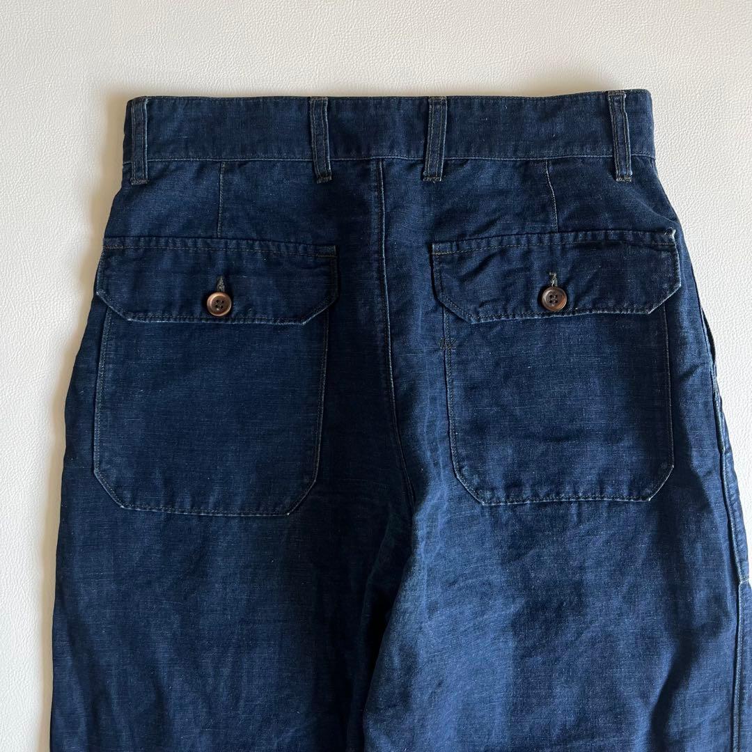 45R　リネンの908ベイカーパンツ　ロゴ刺繍　ワークパンツ　45rpm