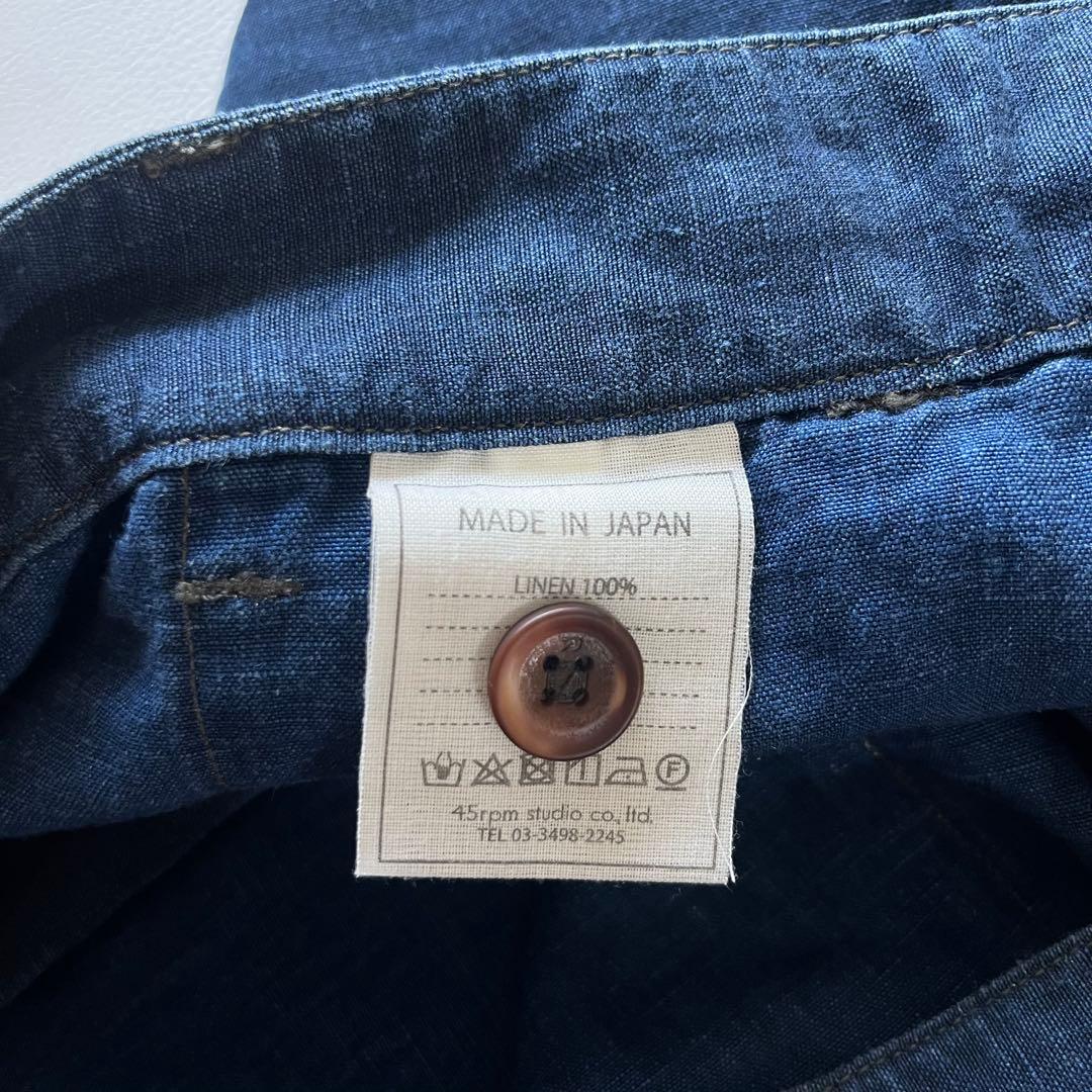 45R　リネンの908ベイカーパンツ　ロゴ刺繍　ワークパンツ　45rpm