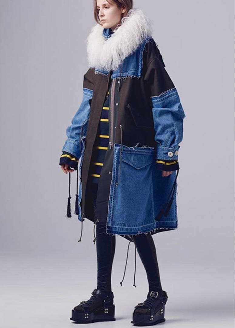 sacai デニム ドッキング コート アウター本日発送