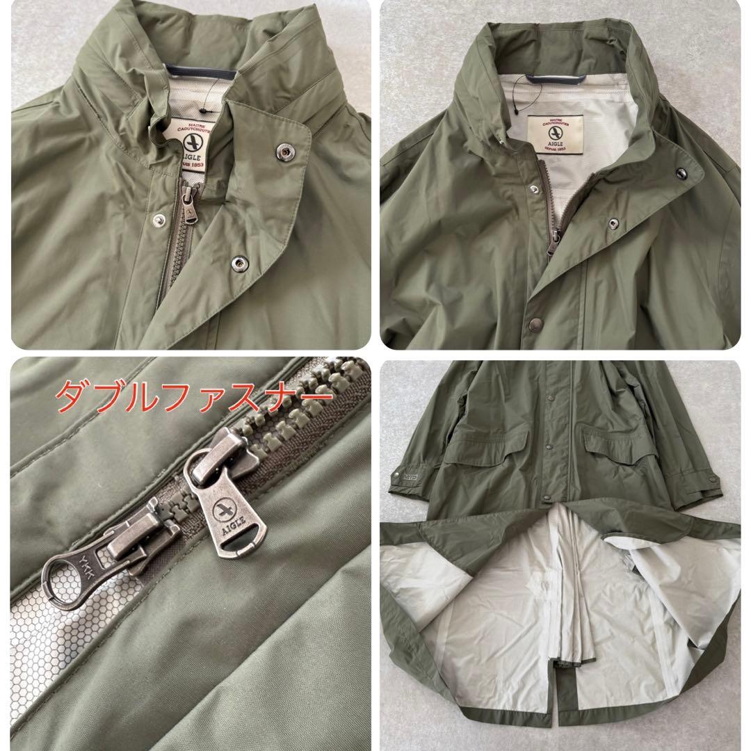 【未使用】AIGLE エーグル MTDライディングコート カーキ ロング フード