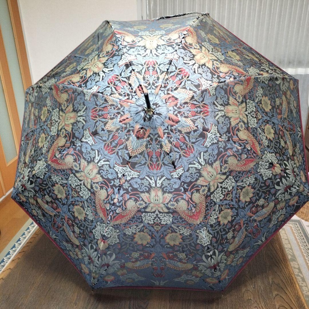 お値下げ✨未使用品ウィリアムモリス晴雨兼用長傘✨いちご泥棒ジャガード織日本製