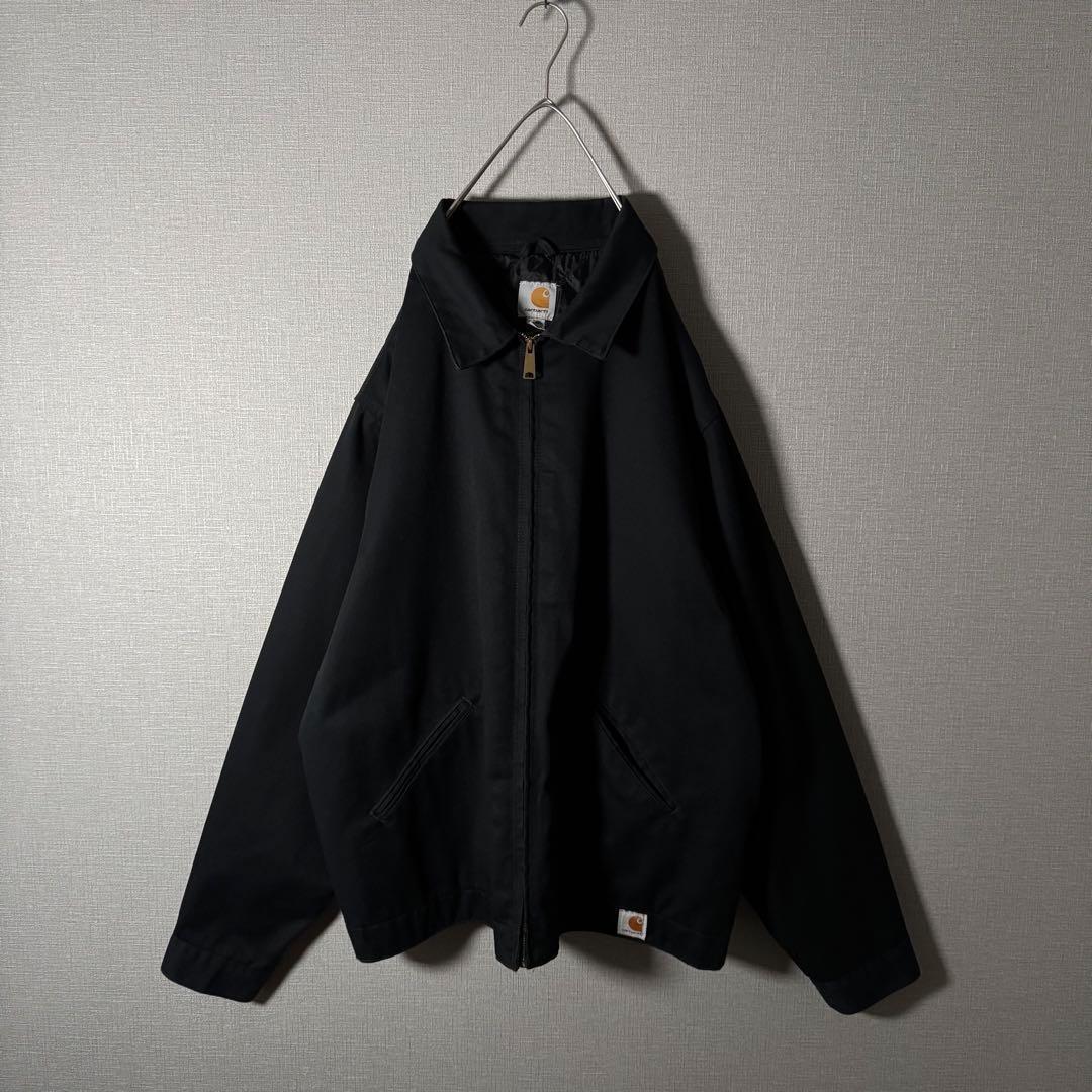 希少2XL★Carhartt カーハート カバーオールブルゾン 金ボタン 黒