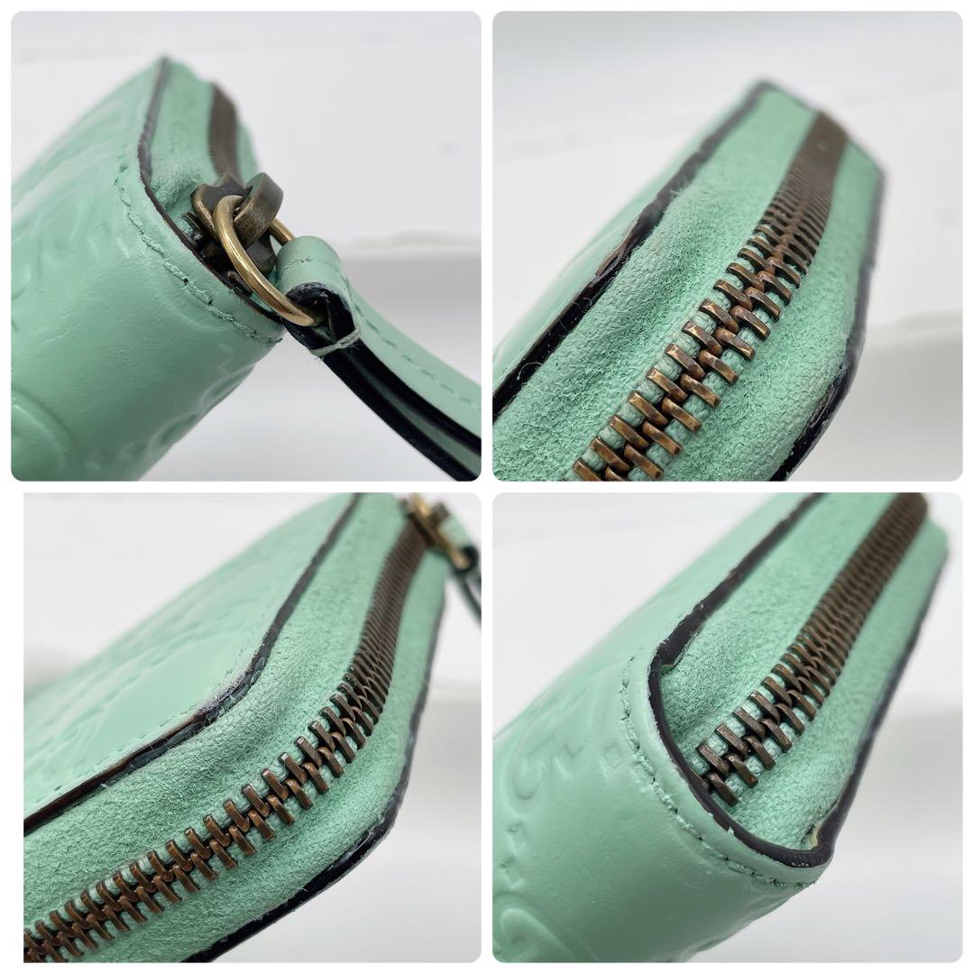 日本限定カラー グッチ リネアキャット シマ 長財布 ミント ラウンドファスナー