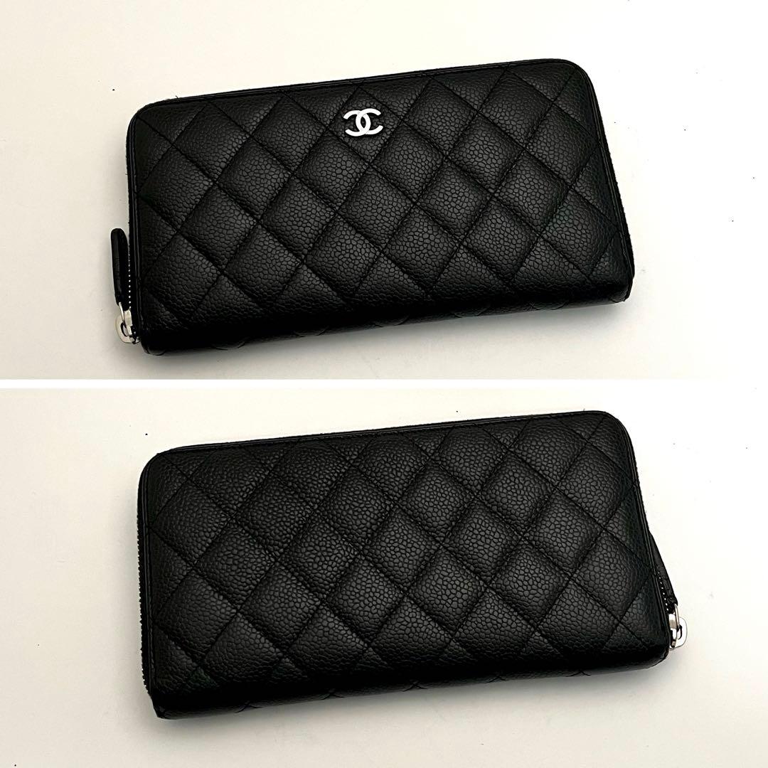 新品付属品完備！シャネル マトラッセ キャビアスキン 長財布 黒 ブラック