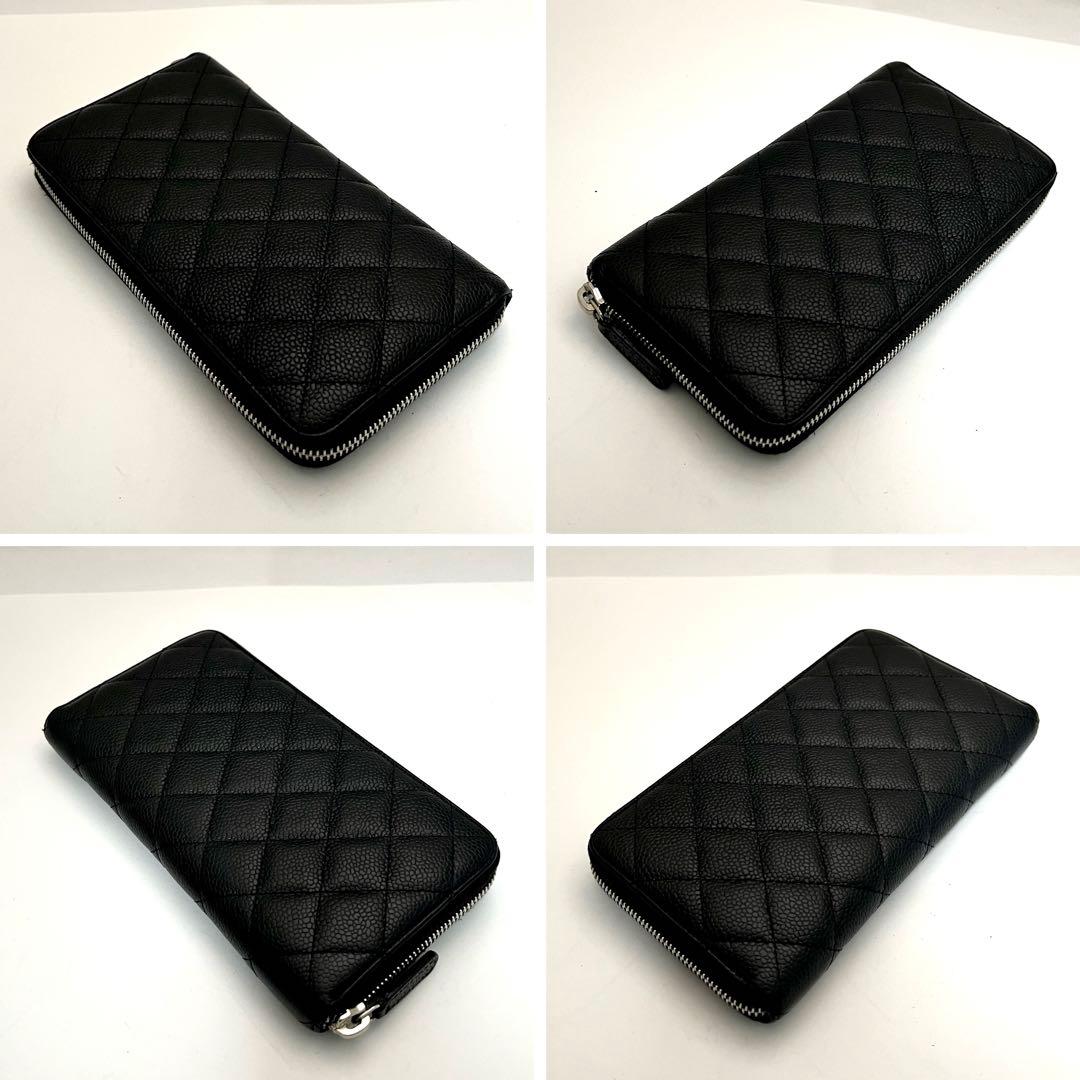 新品付属品完備！シャネル マトラッセ キャビアスキン 長財布 黒 ブラック