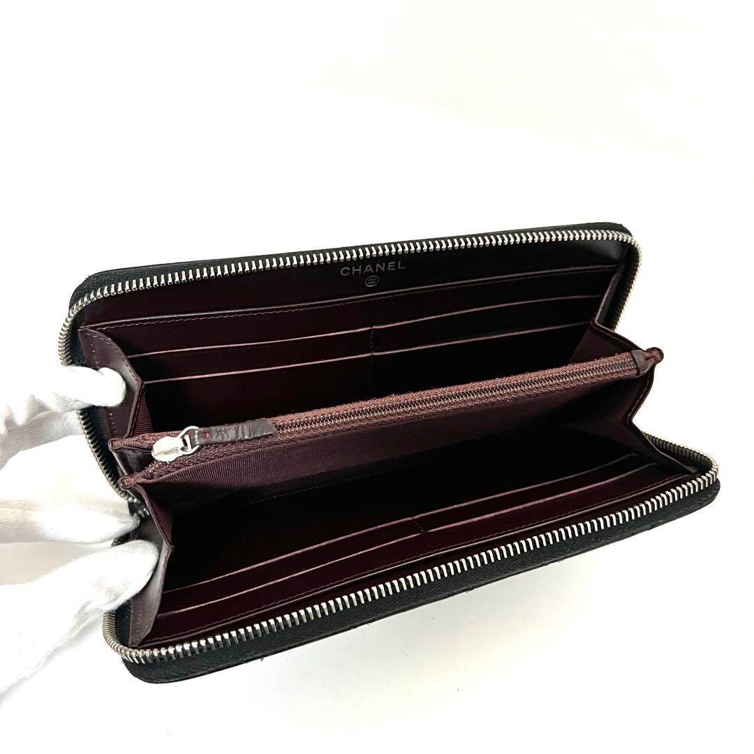 新品付属品完備！シャネル マトラッセ キャビアスキン 長財布 黒 ブラック