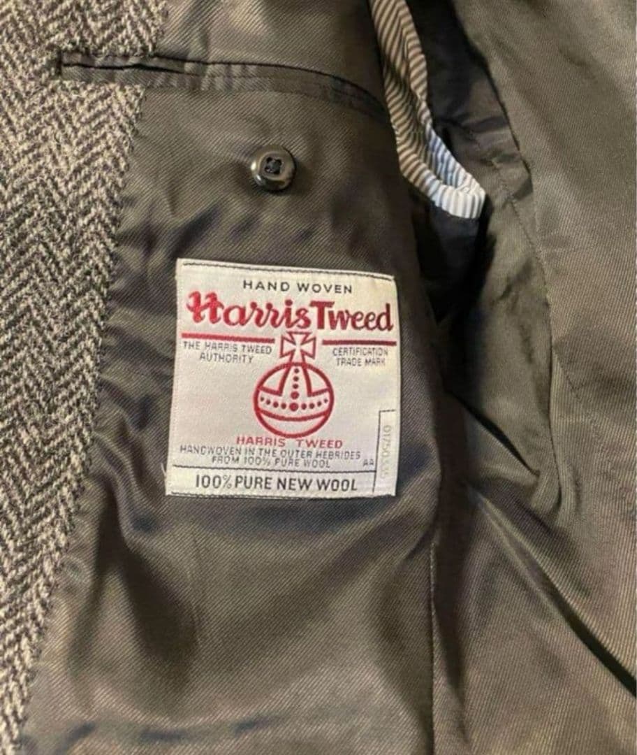 【試着のみ】Harris Tweed ヘリンボーン テーラードジャケット　L