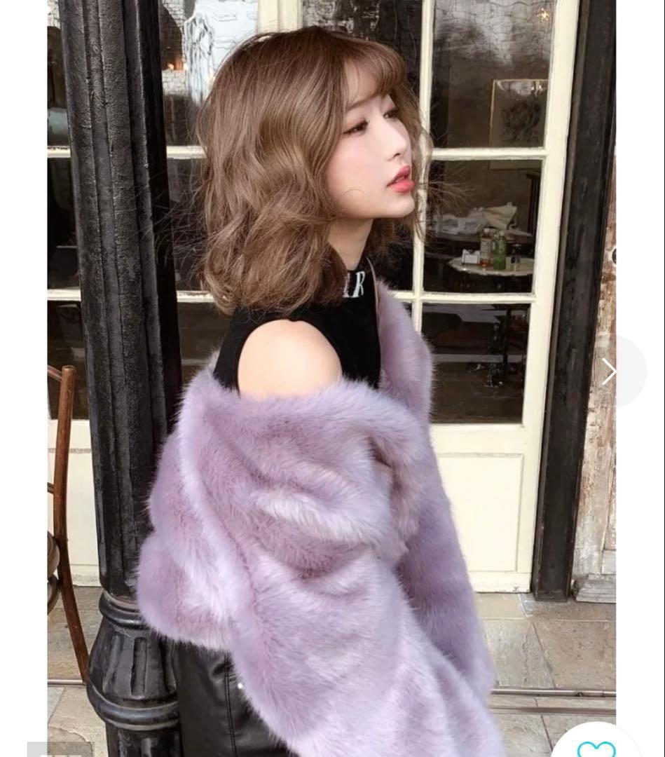 Darich ダーリッチ　パープル　ファー　 ショート　コート　フリーサイズ