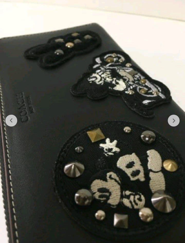 新品未使用コーチ長財布ミッキーラウンドファスナーブラックレディースメンズ送料無料