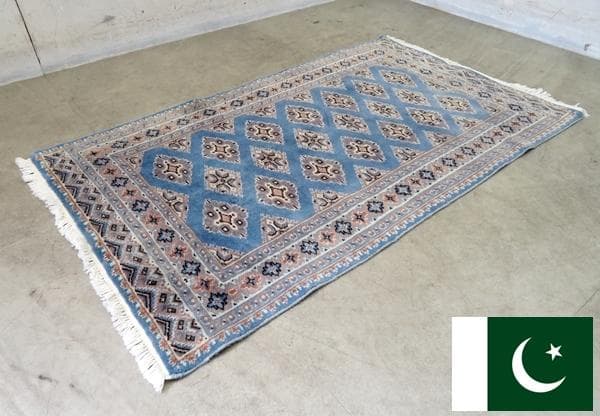 展示品■パキスタン製■ウール■絨毯■手織り■ラグ■カーペット■伝統■幾何学模様■