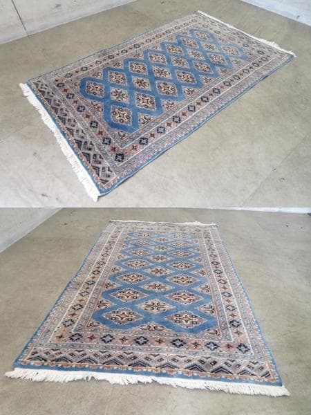 展示品■パキスタン製■ウール■絨毯■手織り■ラグ■カーペット■伝統■幾何学模様■