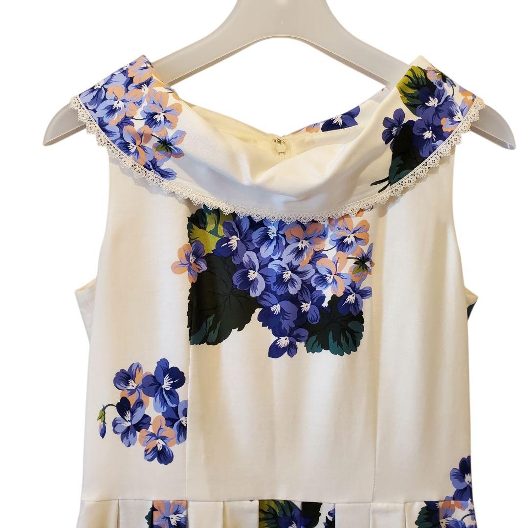 ロイスクレヨン ワンピース 紫陽花（スミレ）柄 Mサイズ