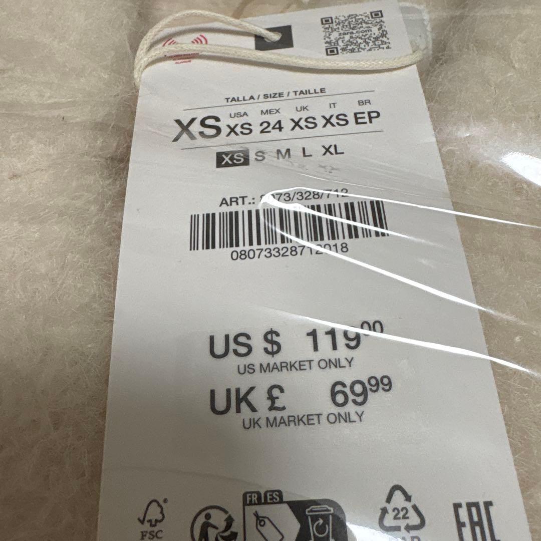 ZARA ザラ ブークレダブルブレストミディ丈コート XS