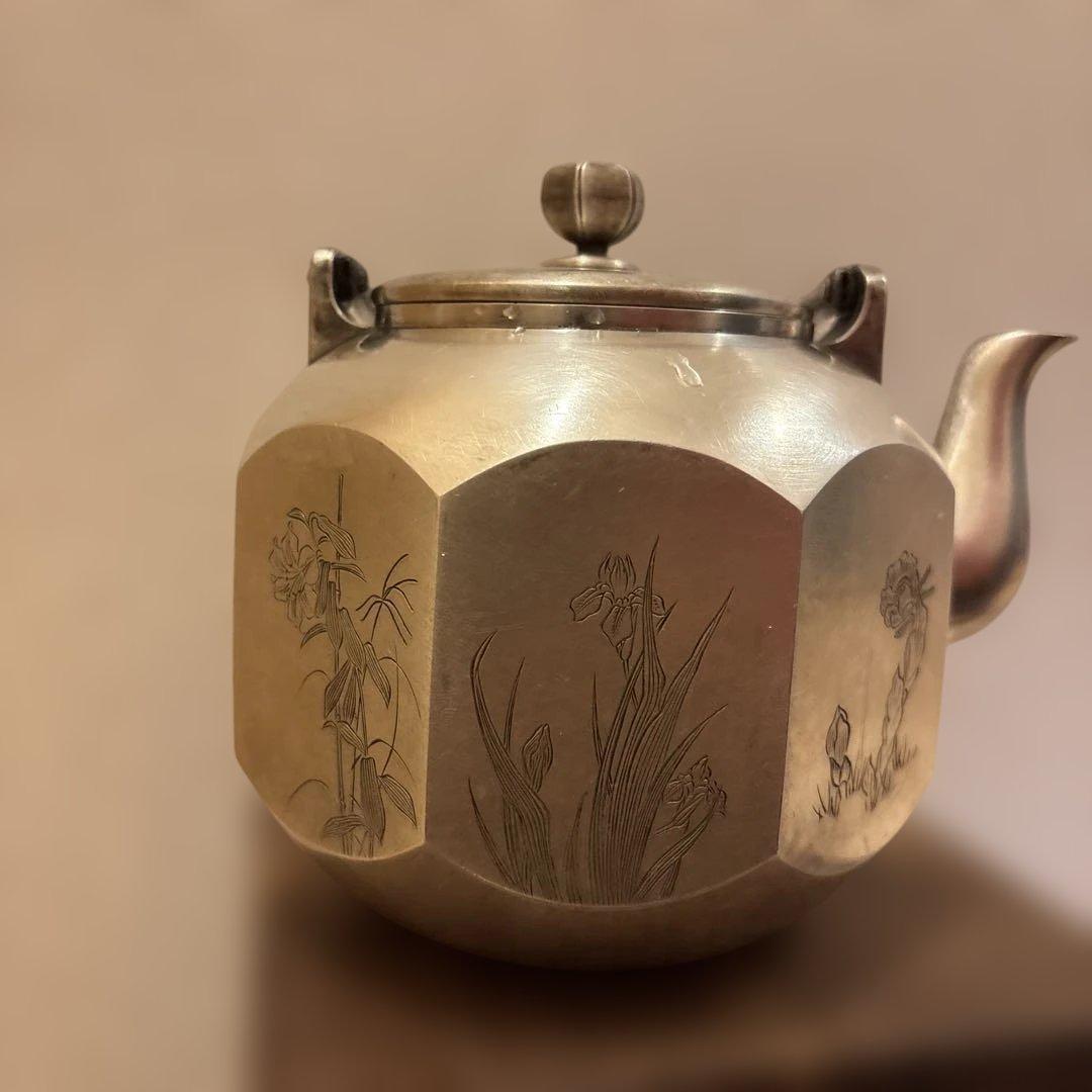 純銀瓶　骨董品セット売り　鉄瓶等