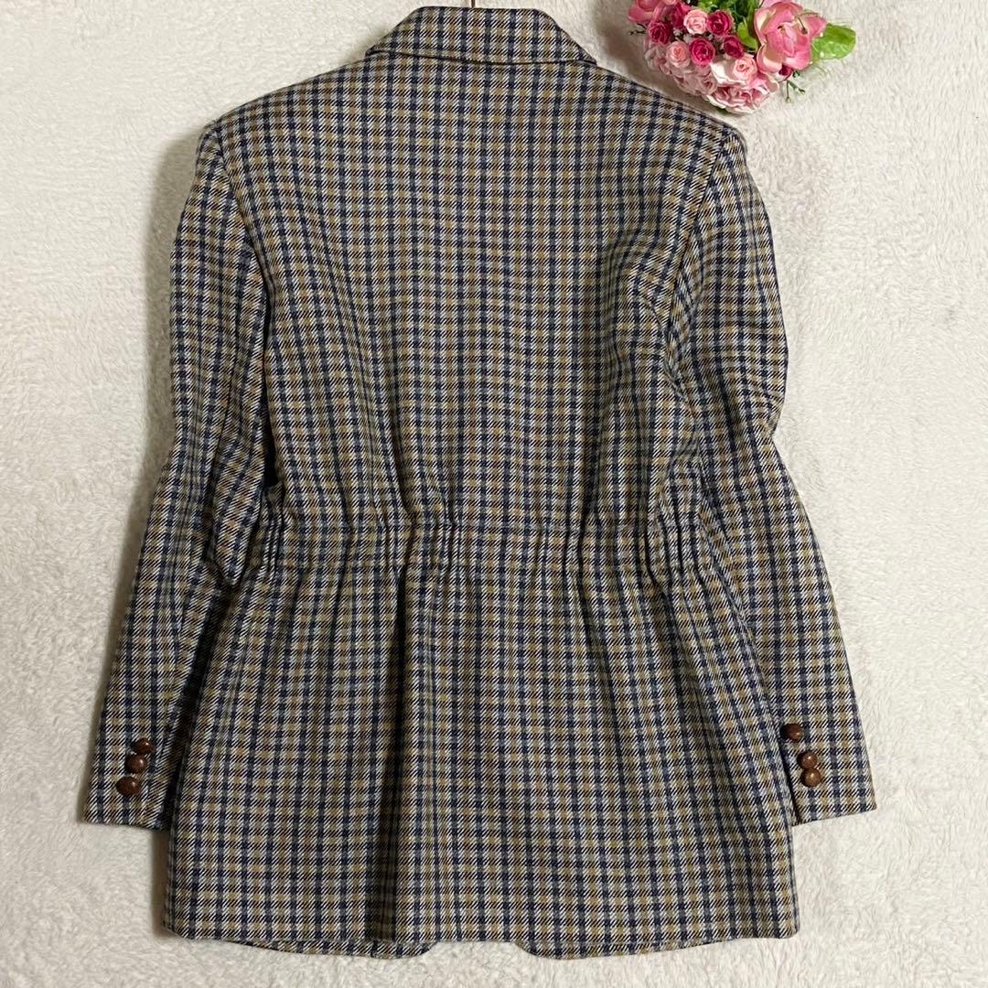 【美品】クリスチャンディオール ハーフコート チェック イエロー×グレー M