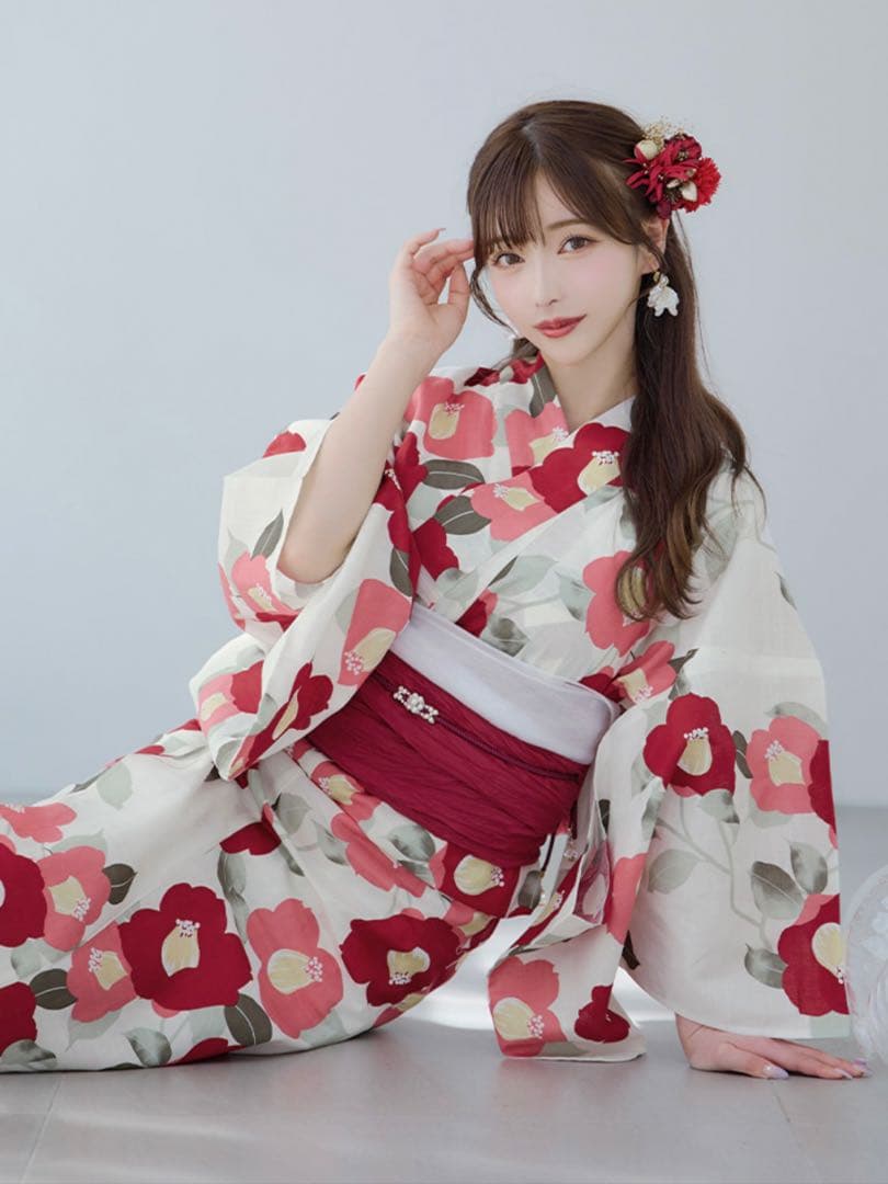 sugar Rちゃん 古典レトロ椿浴衣【3点セット】