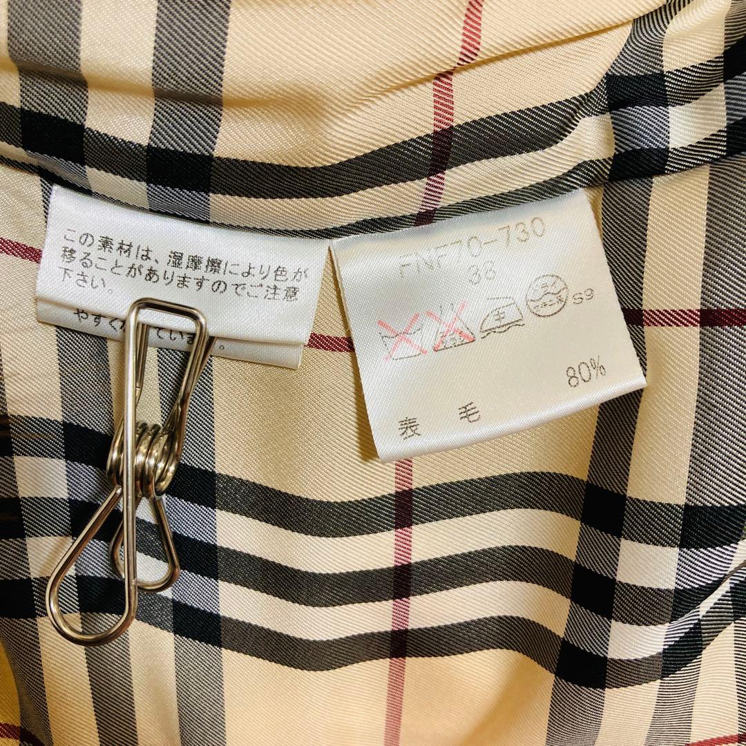 美品★バーバリー ウール ピーコート ダブルブレスト ノバチェック M