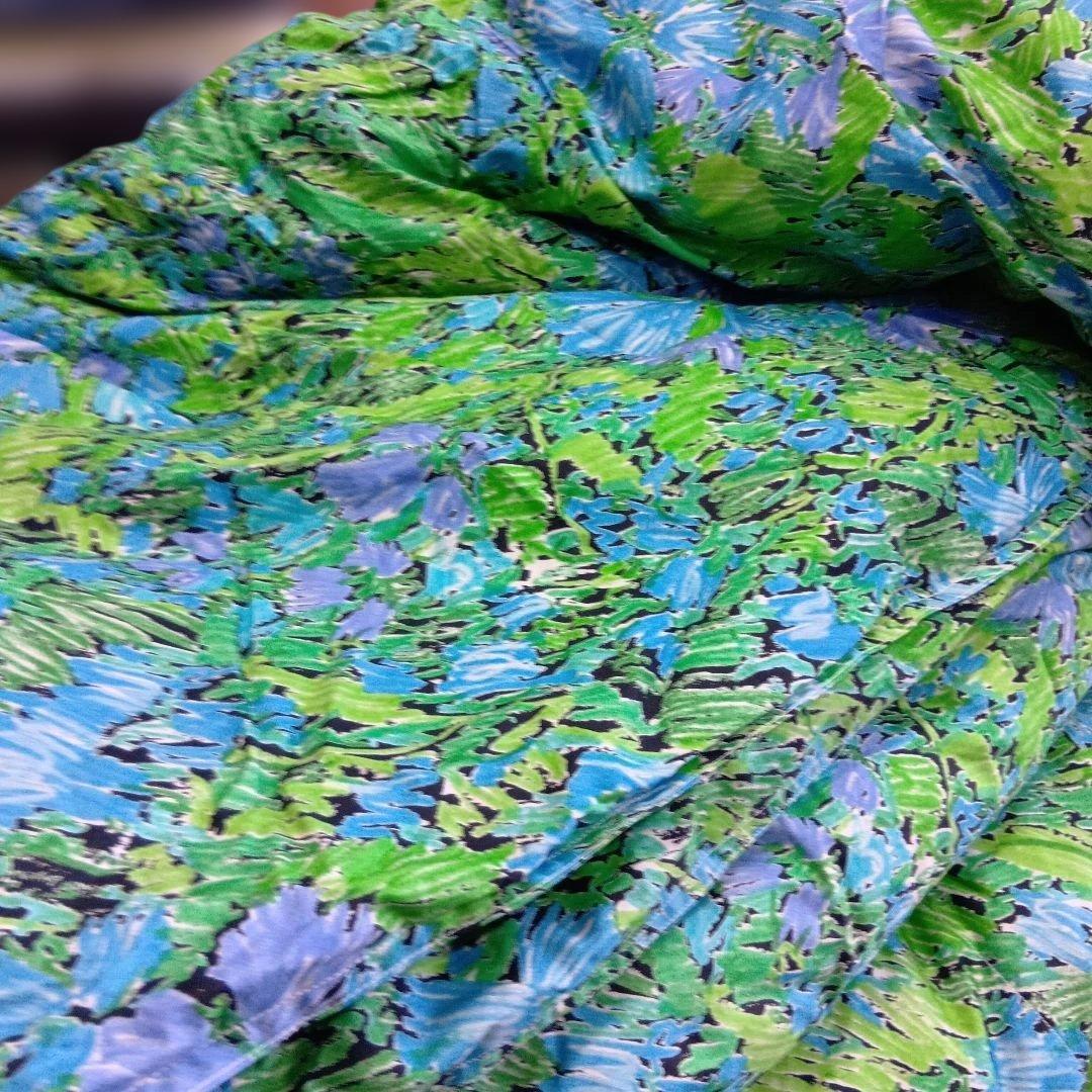 こたつ羽毛掛け布団 花柄 青緑　 200cm×200cm