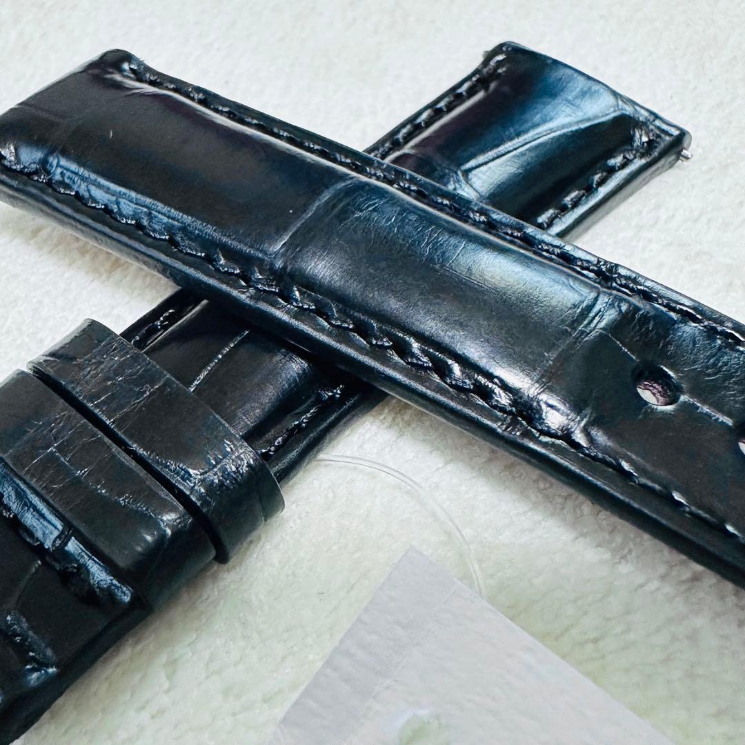 3035#20mm-18mmブラック★本物クロコダイルレザーベルト★スイス製