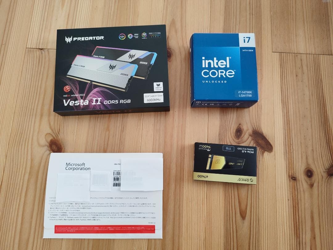 自作PC i7-14700K DDR5 32GB M.2 SSD 1TB