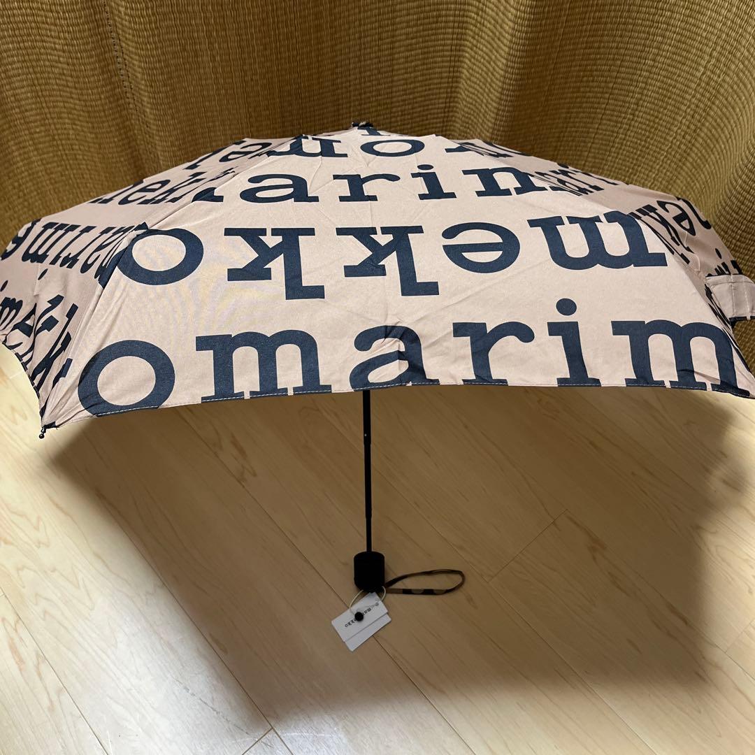 新品 マリメッコ ロゴ 折り畳み傘 ブラウン ルック
